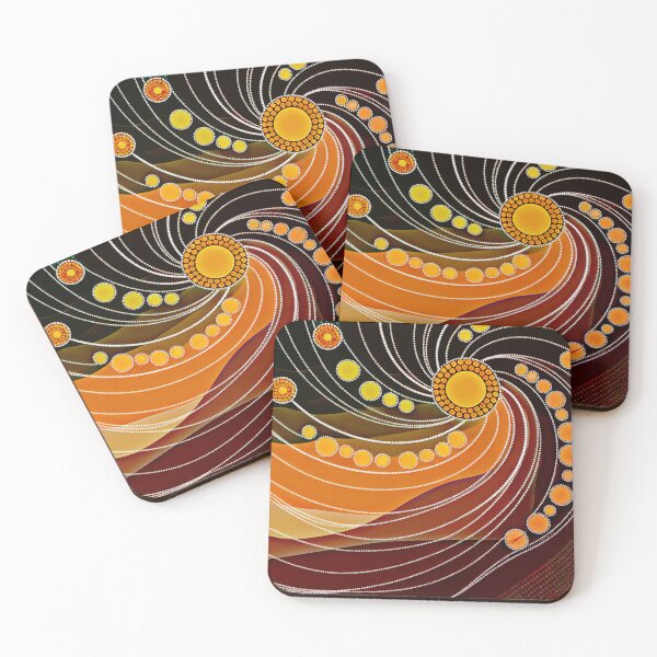 Item preview, Aboriginal Dot Painting Bedding Set Meeting Place Red Dark Brown designed and sold by AboriginalartVI.