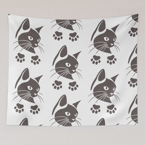 Item preview, Minimalist Cat Illustration with Paw Prints – Cute Animal Line Art Design designed and sold by PrintforDesign.