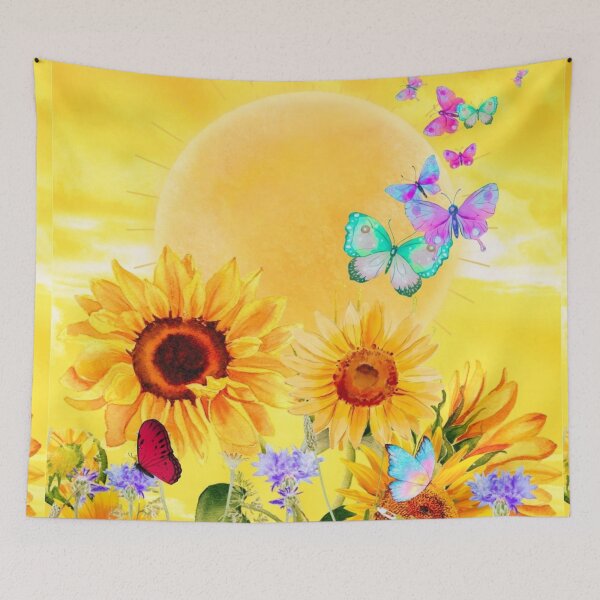 Item preview, Butterfly Garden-Colorful Sunflower and Butterfly Vibrant Artwork designed and sold by SacredPathHealingArt.