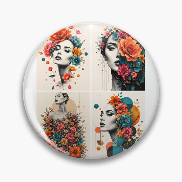 Item preview, Floral Woman Four Panel Collage Colorful Flowers Boho Wall Art designed and sold by Leogasup.