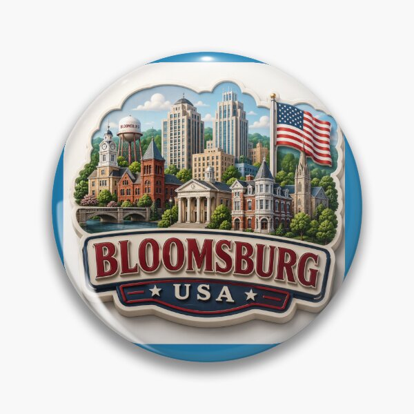 Item preview, Charming 3D Skyline Label  Label Text BLOOMSBURG USA ??  designed and sold by PaintMeWorld.