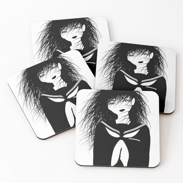 Item preview, Gothic Manga Schoolgirl in Black and White – Seifuku with Wild Hair Vector Illustration designed and sold by Keltoi-art.