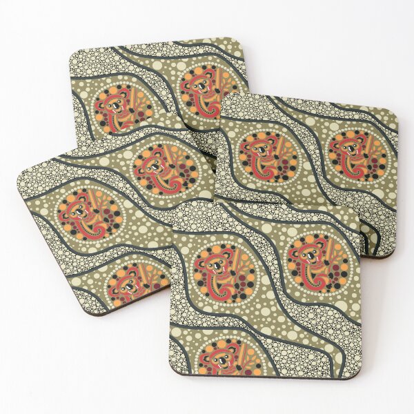 Item preview, Aboriginal Dot Painting Bedding Set Koala Olive Green designed and sold by AboriginalartVI.