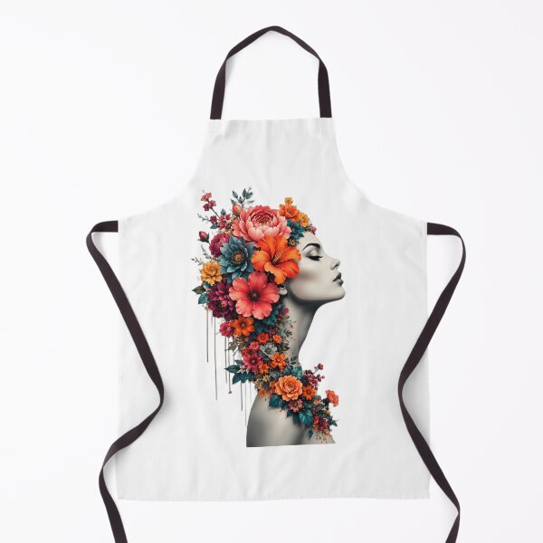 Item preview, Floral Woman Dripping Colorful Flowers Profile Black and White Art Print designed and sold by Leogasup.