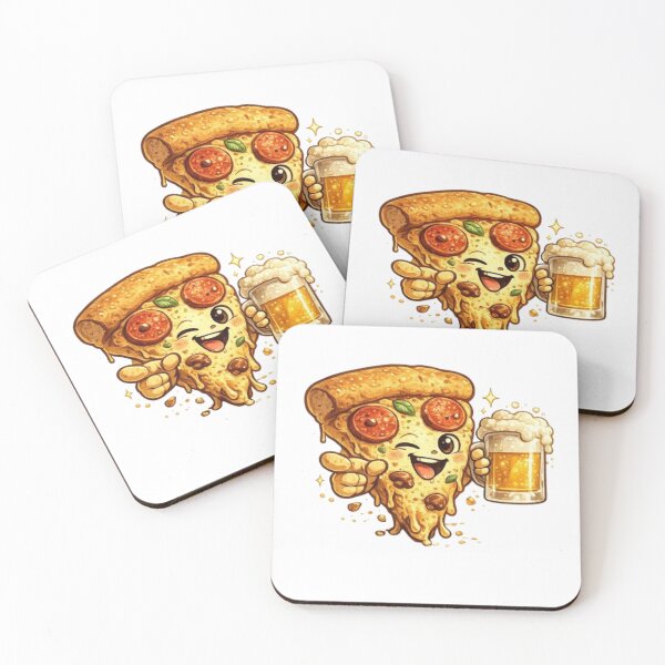Item preview, Funny Pizza and Beer Mascot winking Slice and Mug designed and sold by Northern Glow Art.