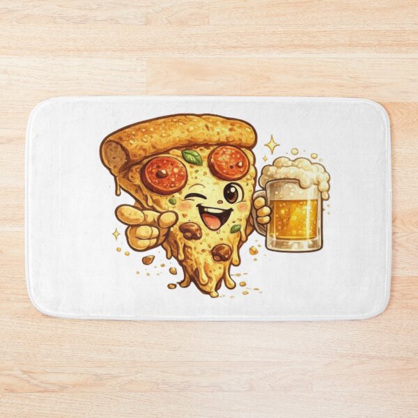 Item preview, Funny Pizza and Beer Mascot winking Slice and Mug designed and sold by Northern Glow Art.