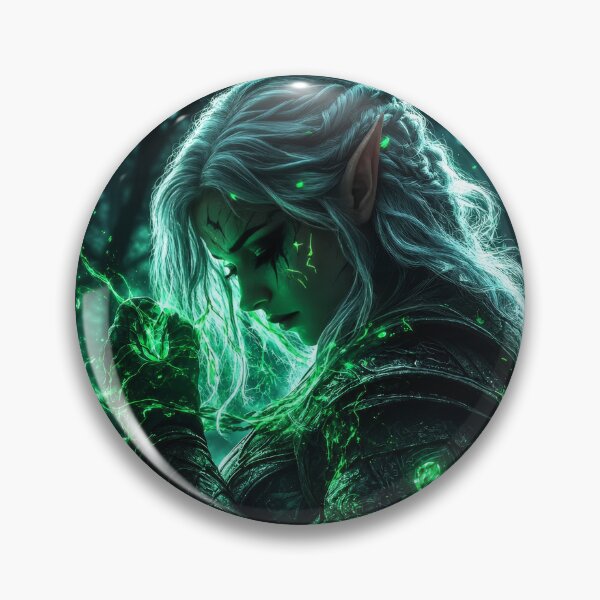 Item preview, Dark Elf Emerald Sorceress | Arcane Moonlit Fantasy Art designed and sold by DrakariArt.