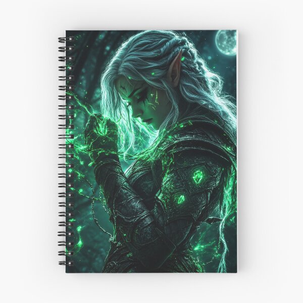 Item preview, Dark Elf Emerald Sorceress | Arcane Moonlit Fantasy Art designed and sold by DrakariArt.