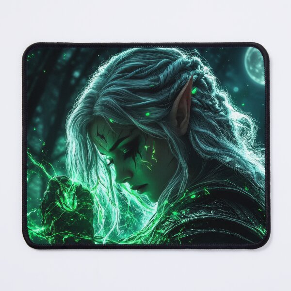 Item preview, Dark Elf Emerald Sorceress | Arcane Moonlit Fantasy Art designed and sold by DrakariArt.