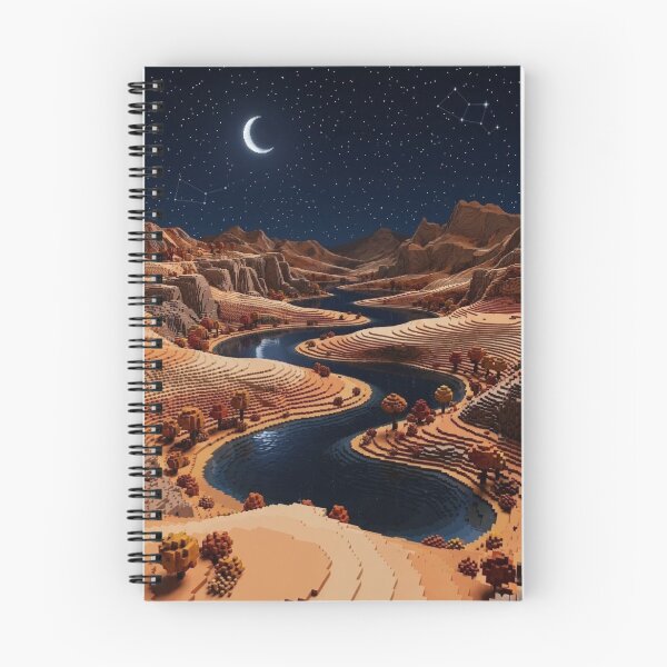 Item preview, VOXEL ART LANDSCAPE: NIGHT CANYON WITH RIVER AND STARS designed and sold by Curiosiart.