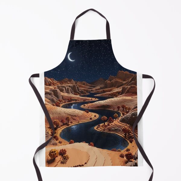 Item preview, VOXEL ART LANDSCAPE: NIGHT CANYON WITH RIVER AND STARS designed and sold by Curiosiart.