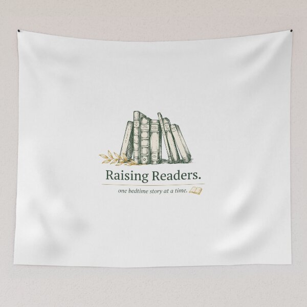 Item preview, Retro Raising Readers Bedtime Story Book Pile Graphic designed and sold by Enea Kelo.