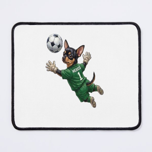 Item preview, Soccer Goalkeeper Chihuahua Mexico (Black/Tan) designed and sold by LightPaintress.