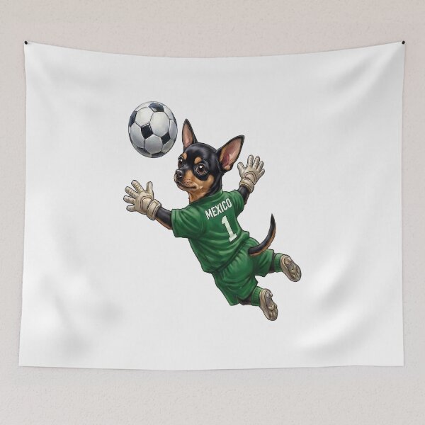 Item preview, Soccer Goalkeeper Chihuahua Mexico (Black/Tan) designed and sold by LightPaintress.
