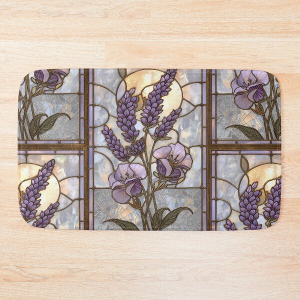 Item preview, Elegant Pearl Lavender Floral Stained Glass designed and sold by BriSher.