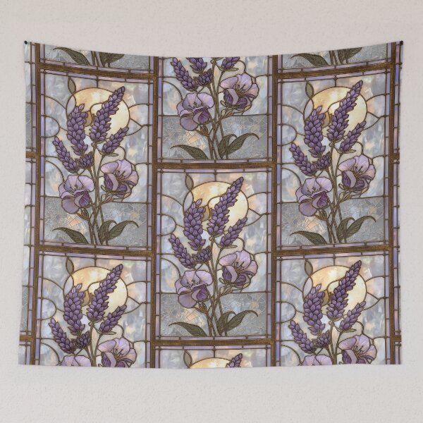 Item preview, Elegant Pearl Lavender Floral Stained Glass designed and sold by BriSher.