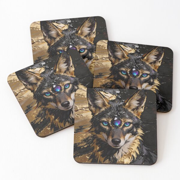 Item preview, Sapphirus Chakra — Mystical Gold and Obsidian Fox Portrait designed and sold by IsabellaBorduasArt.