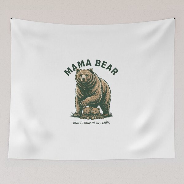 Item preview, Retro Mama Bear Protect Your Cubs Forest Illustration designed and sold by Enea Kelo.