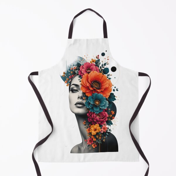 Item preview, Floral Woman Geometric Circles Colorful Flowers Modern Black White Art designed and sold by Leogasup.