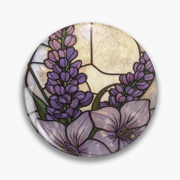 Item preview, Elegant Pearl Lavender Floral Stained Glass designed and sold by BriSher.