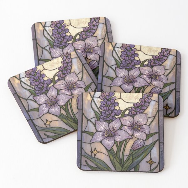 Item preview, Elegant Pearl Lavender Floral Stained Glass designed and sold by BriSher.