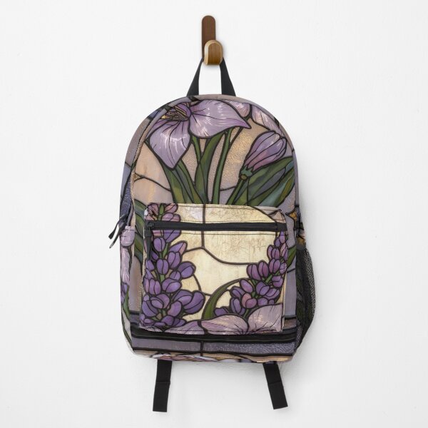Item preview, Elegant Pearl Lavender Floral Stained Glass designed and sold by BriSher.