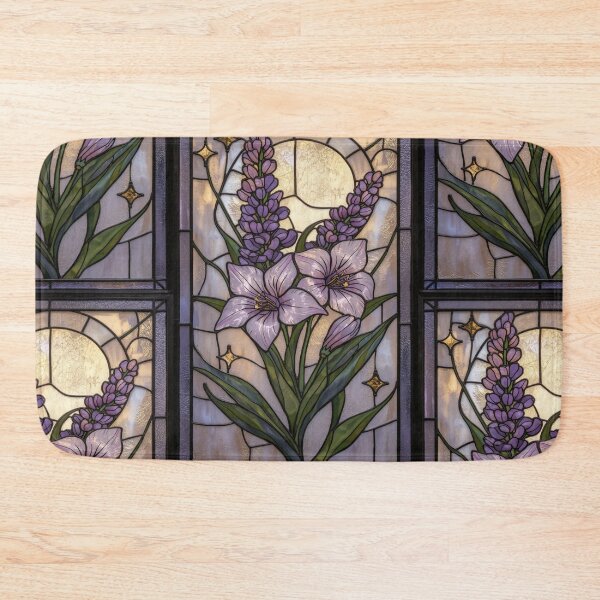 Item preview, Elegant Pearl Lavender Floral Stained Glass designed and sold by BriSher.