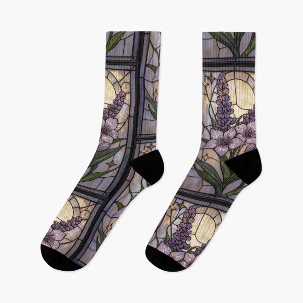 Item preview, Elegant Pearl Lavender Floral Stained Glass designed and sold by BriSher.