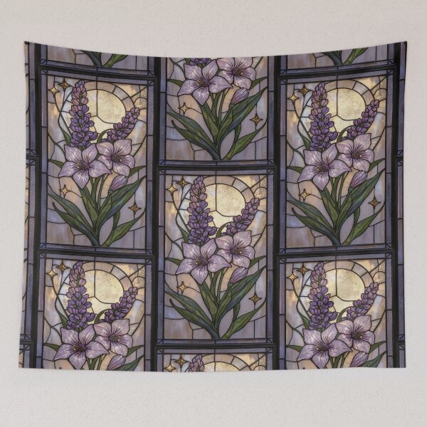 Item preview, Elegant Pearl Lavender Floral Stained Glass designed and sold by BriSher.
