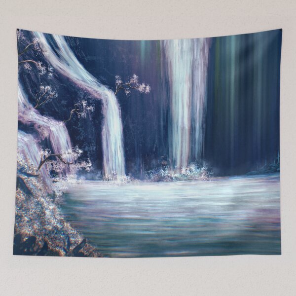 Item preview, Mountain waterfall inside a dull cave designed and sold by Witseart.