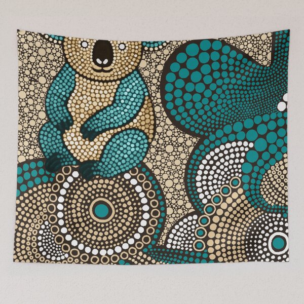 Item preview, Aboriginal Dot Painting Bedding Set Koala Dot Art Sand Teal designed and sold by AboriginalartVI.