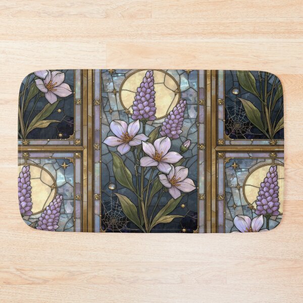 Item preview, Elegant Pearl Lavender Floral Stained Glass designed and sold by BriSher.