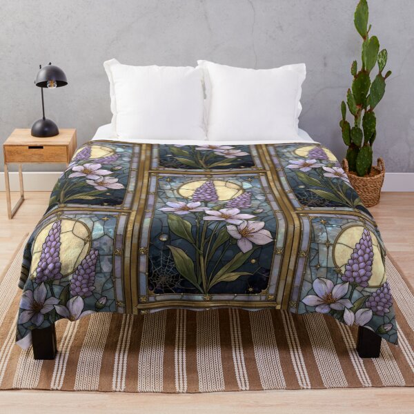 Item preview, Elegant Pearl Lavender Floral Stained Glass designed and sold by BriSher.