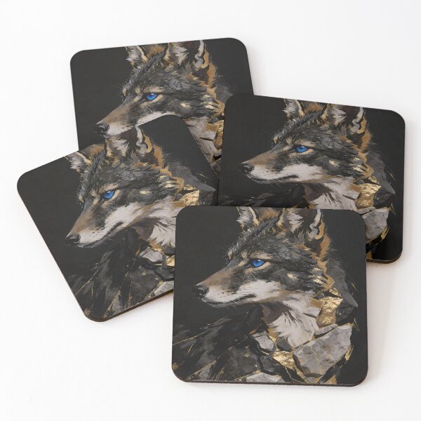 Item preview, The Golden Stone Coyote — Mineral and Gold Portrait designed and sold by IsabellaBorduasArt.