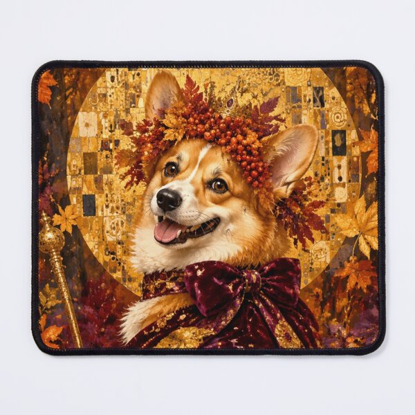 Item preview, Her Majesty Autumn Corgi - Royal Portrait in the style of Gustav Klimt designed and sold by Natalia-Vlad.
