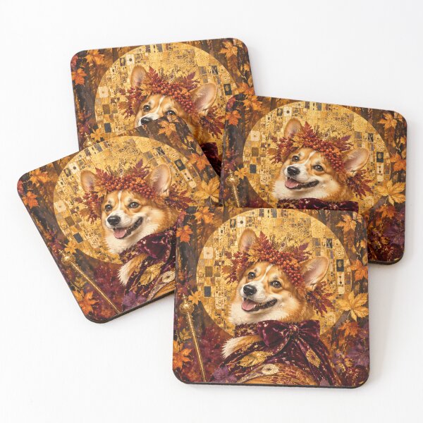 Item preview, Her Majesty Autumn Corgi - Royal Portrait in the style of Gustav Klimt designed and sold by Natalia-Vlad.