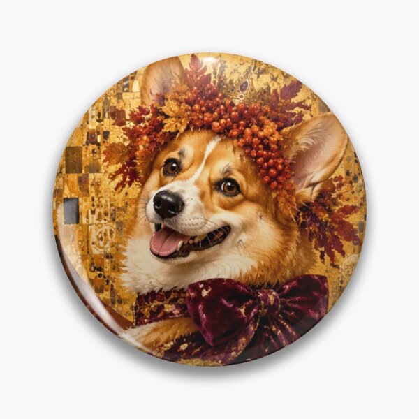 Item preview, Her Majesty Autumn Corgi - Royal Portrait in the style of Gustav Klimt designed and sold by Natalia-Vlad.