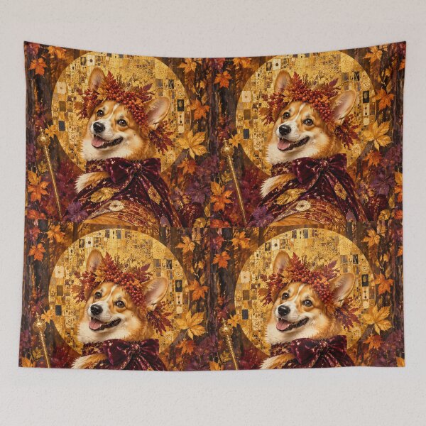 Item preview, Her Majesty Autumn Corgi - Royal Portrait in the style of Gustav Klimt designed and sold by Natalia-Vlad.