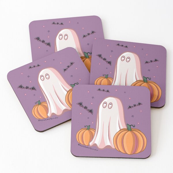 Item preview, Bat-gazing Ghost and Pumpkins designed and sold by KrystalBStudios.