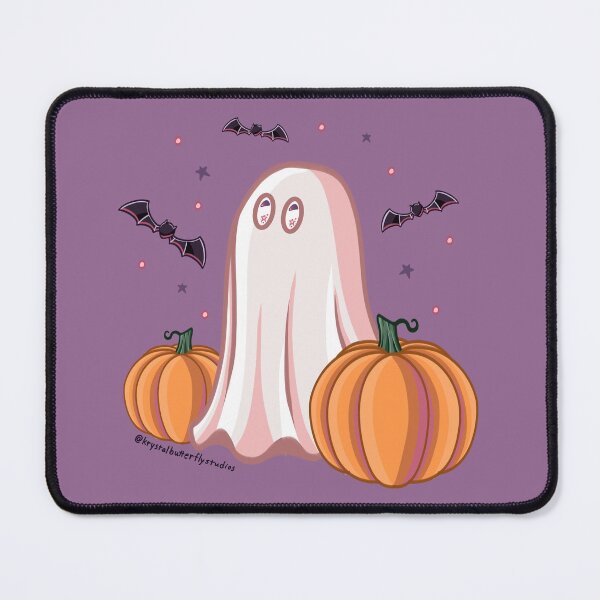 Item preview, Bat-gazing Ghost and Pumpkins designed and sold by KrystalBStudios.