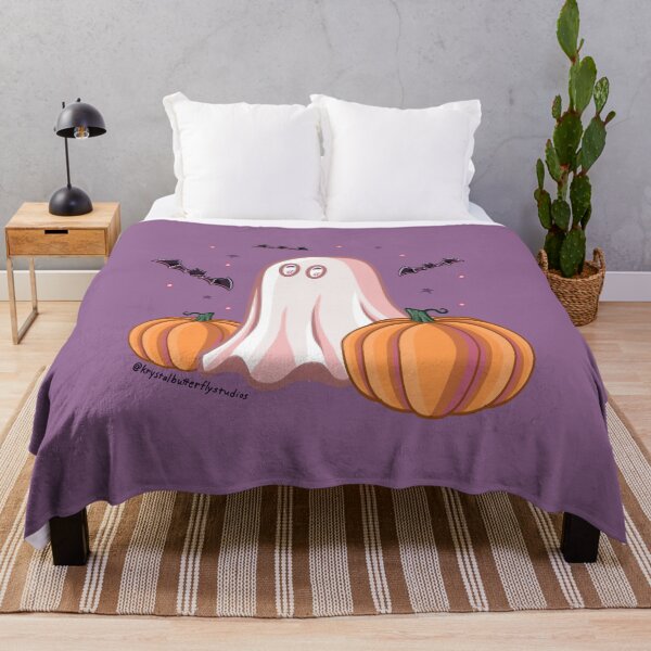 Item preview, Bat-gazing Ghost and Pumpkins designed and sold by KrystalBStudios.