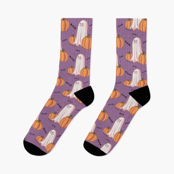 Item preview, Bat-gazing Ghost and Pumpkins designed and sold by KrystalBStudios.