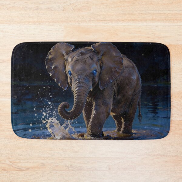 Item preview, Okavango — Midnight Splash & Sapphire Gaze, Elephant designed and sold by IsabellaBorduasArt.