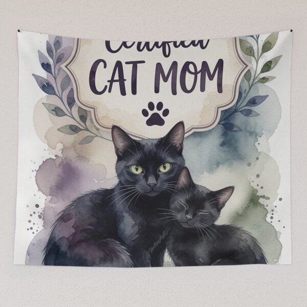 Item preview, Certified Cat Mom Black Cats Watercolor Art designed and sold by Pioneer Spirit Market.