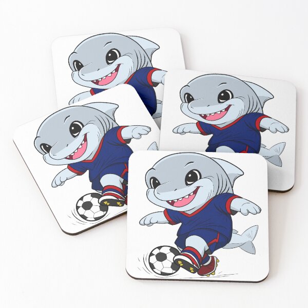 Item preview, Cute Shark Playing Football Cartoon designed and sold by Phyllya Design.