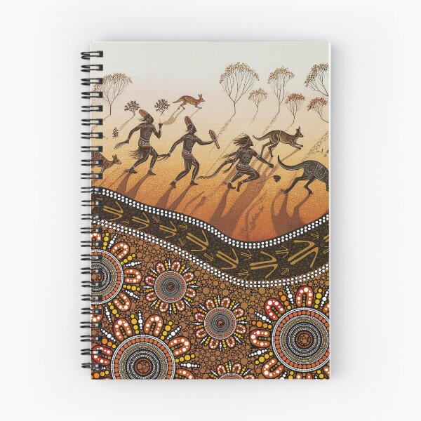 Item preview, Aboriginal Dot Painting Bedding Set Hunting Kangaroo Orange Brown designed and sold by AboriginalartVI.