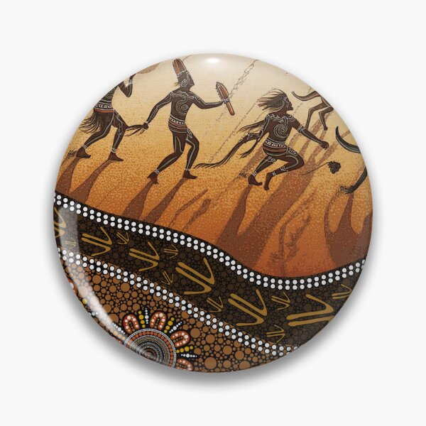 Item preview, Aboriginal Dot Painting Bedding Set Hunting Kangaroo Orange Brown designed and sold by AboriginalartVI.