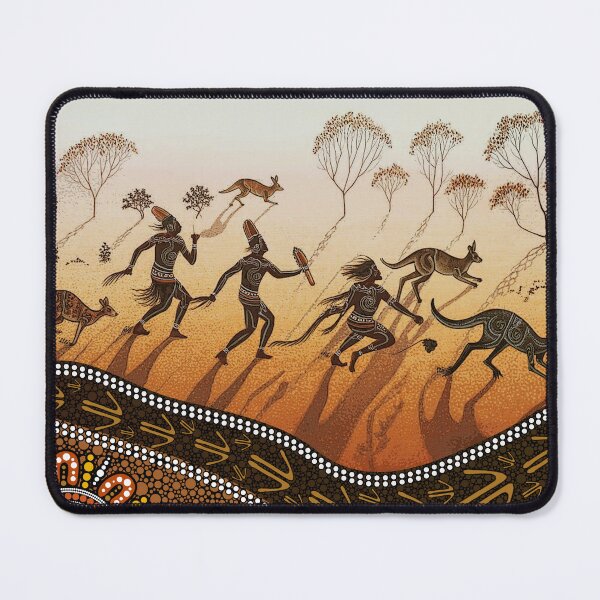 Item preview, Aboriginal Dot Painting Bedding Set Hunting Kangaroo Orange Brown designed and sold by AboriginalartVI.