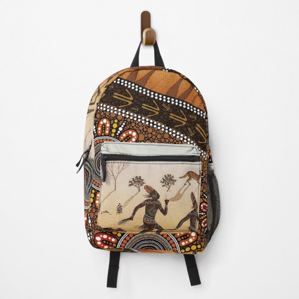 Item preview, Aboriginal Dot Painting Bedding Set Hunting Kangaroo Orange Brown designed and sold by AboriginalartVI.