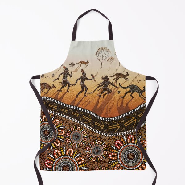 Item preview, Aboriginal Dot Painting Bedding Set Hunting Kangaroo Orange Brown designed and sold by AboriginalartVI.